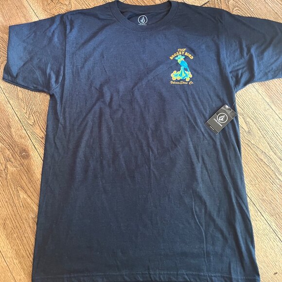 Volcom Mens Navy Blue Bird Graphic T-Shirt Size Medium NWT - Picture 1 of 5